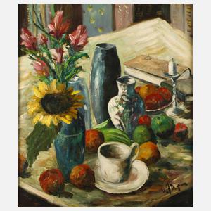 Willy Jäger, Tafelstillleben mit Sonnenblume