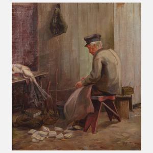 Otto Kühne, Fischer beim Netze flicken