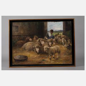 Carl Schaller, Schafstall mit Schäfer