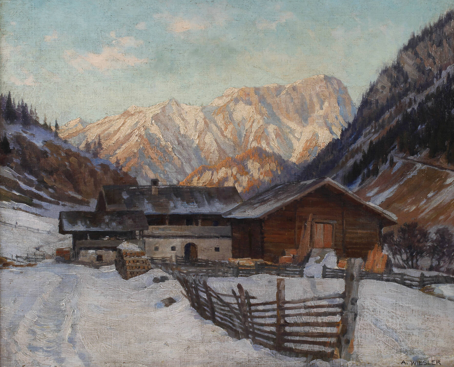 Adolf Wiesler, Bauernhof im Gebirge