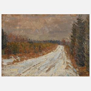 Waldweg mit Schneeresten