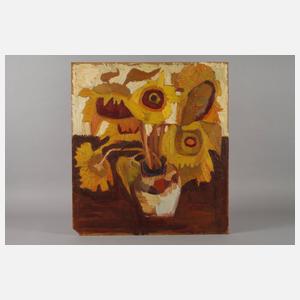 Sonnenblumen in bauchiger Vase