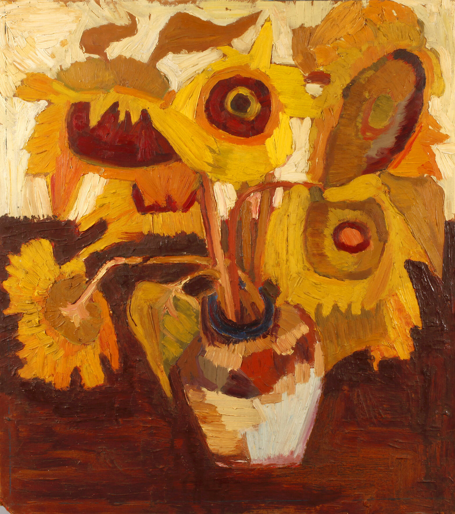 Sonnenblumen in bauchiger Vase