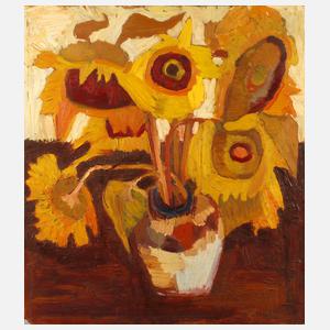 Sonnenblumen in bauchiger Vase