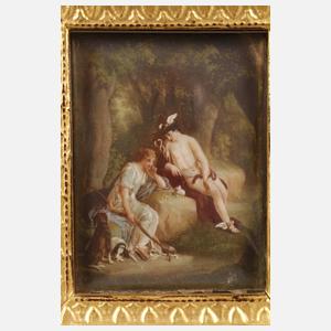 Elfenbeinminiatur Merkur und Diana