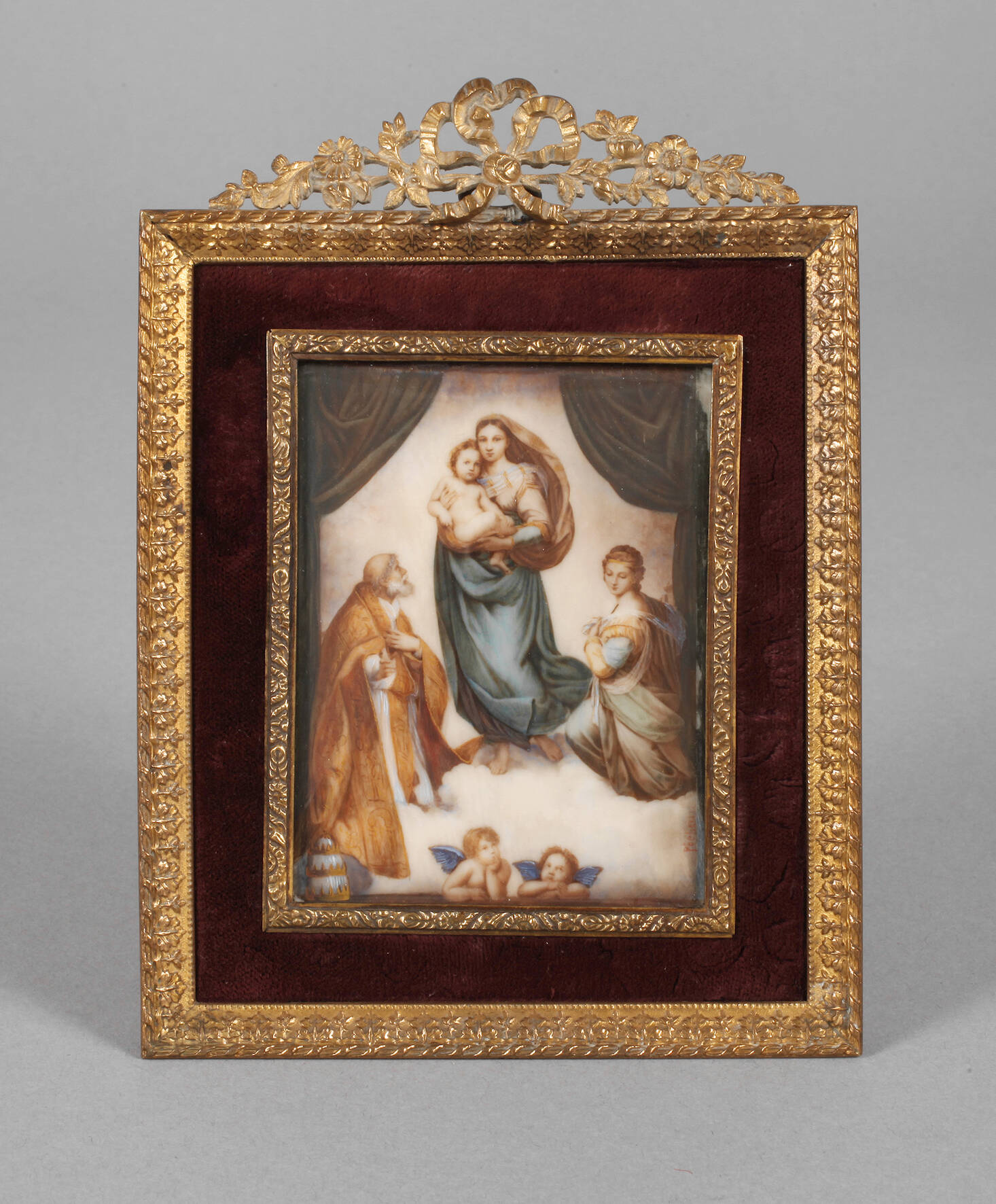 Elfenbeinminiatur Sixtinische Madonna