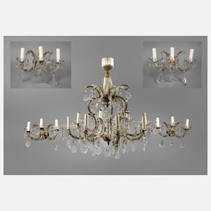 Deckenkrone und zwei Wandlampen