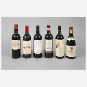 Sechs Flaschen Rotwein