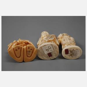 Drei Elfenbeinschnitzereien