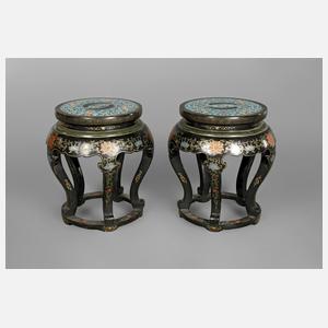 Paar Hocker mit Cloisonné