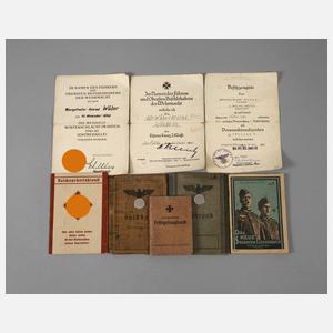 Konvolut Besitzurkunden, Wehrpass etc.