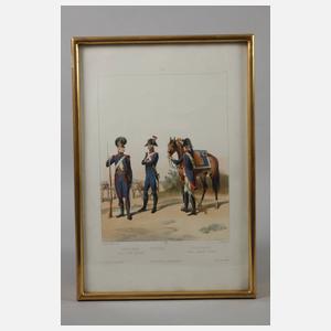 Drei Blatt französische Soldatendarstellungen