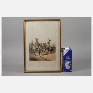 Drei Blatt französische Soldatendarstellungen