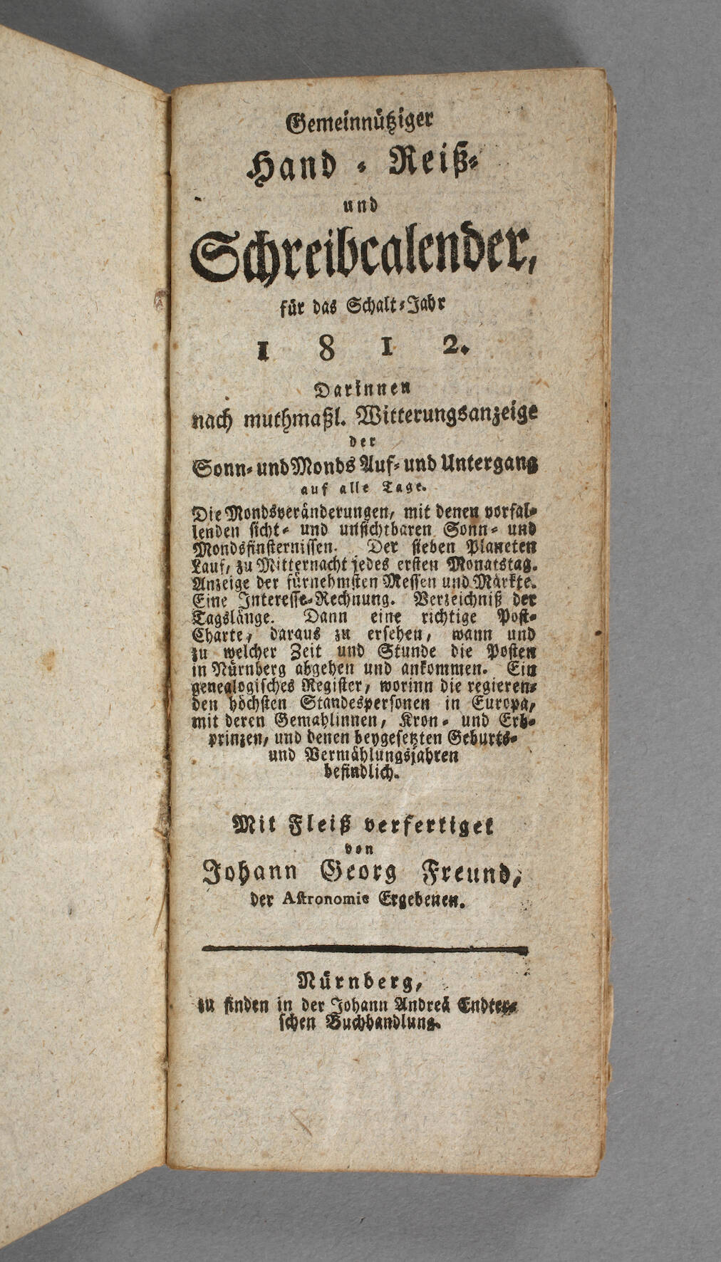 Gemeinnütziger Hand-, Reiß- und Schreibcalender