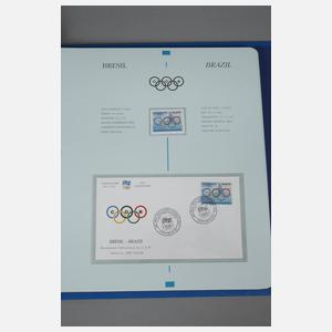 Drei Alben Olympia-Briefmarken