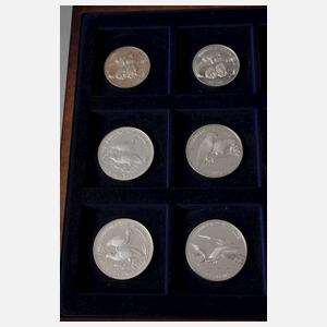 12 Silbermünzen Tiermotive