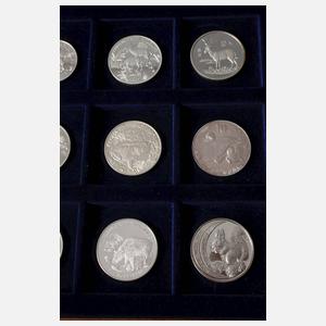 12 Silbermünzen Tiermotive