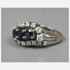 Damenring mit Saphiren und Brillanten