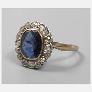 Damenring mit Saphir und Diamanten