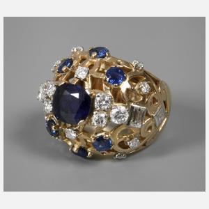 Damenring mit Saphiren und Brillanten
