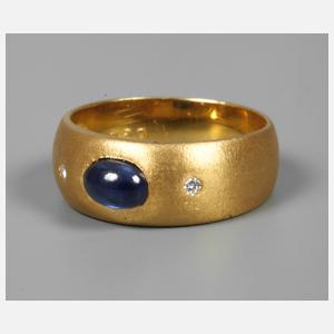 Damenring mit Saphir und Brillanten