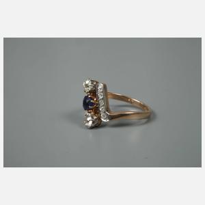 Damenring mit Saphir und Diamanten
