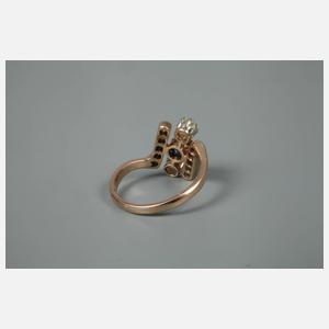 Damenring mit Saphir und Diamanten