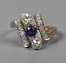 Damenring mit Saphir und Diamanten