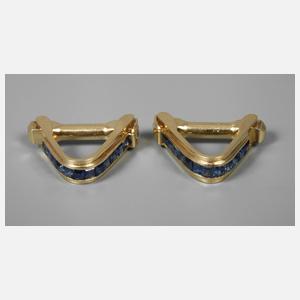 Paar Manschettenknöpfe mit Saphiren