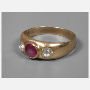Damenring mit Rubin und Diamanten