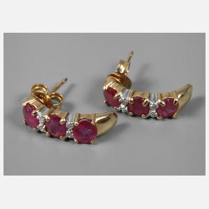 Paar Halbcreolen mit Rubinen und Diamanten