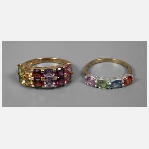 Zwei Damenringe mit Steinbesatz