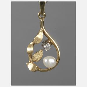 Anhänger mit Perle und Brillant