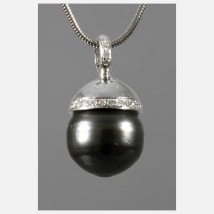 Anhänger mit Perle und Brillanten