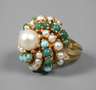 Damenring mit Perlen und Türkisen
