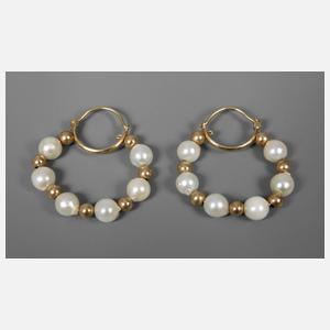 Paar Creolen mit Perlen