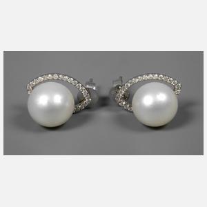 Ohrringe mit Diamanten und Perlen
