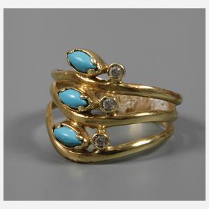 Damenring mit Türkisen