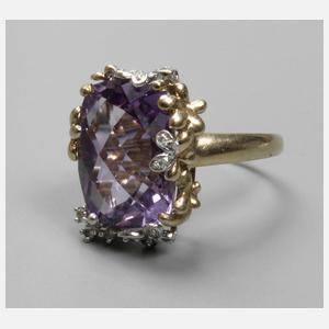 Damenring mit Amethyst und Diamanten
