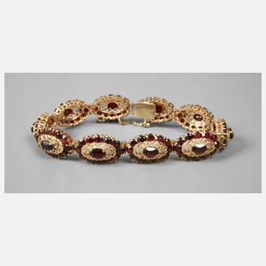 Goldarmband mit Granatbesatz