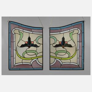Paar Bleiglasfenster Jugendstil