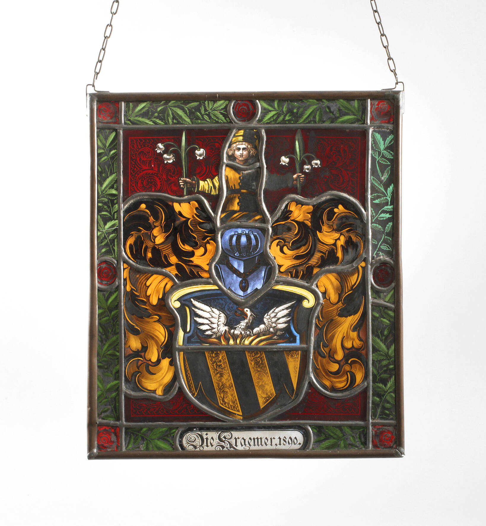 Fein gemalte Bleiglasscheibe