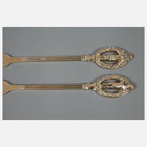 Silber Paar vergoldete Vorlegegabeln Jugendstil