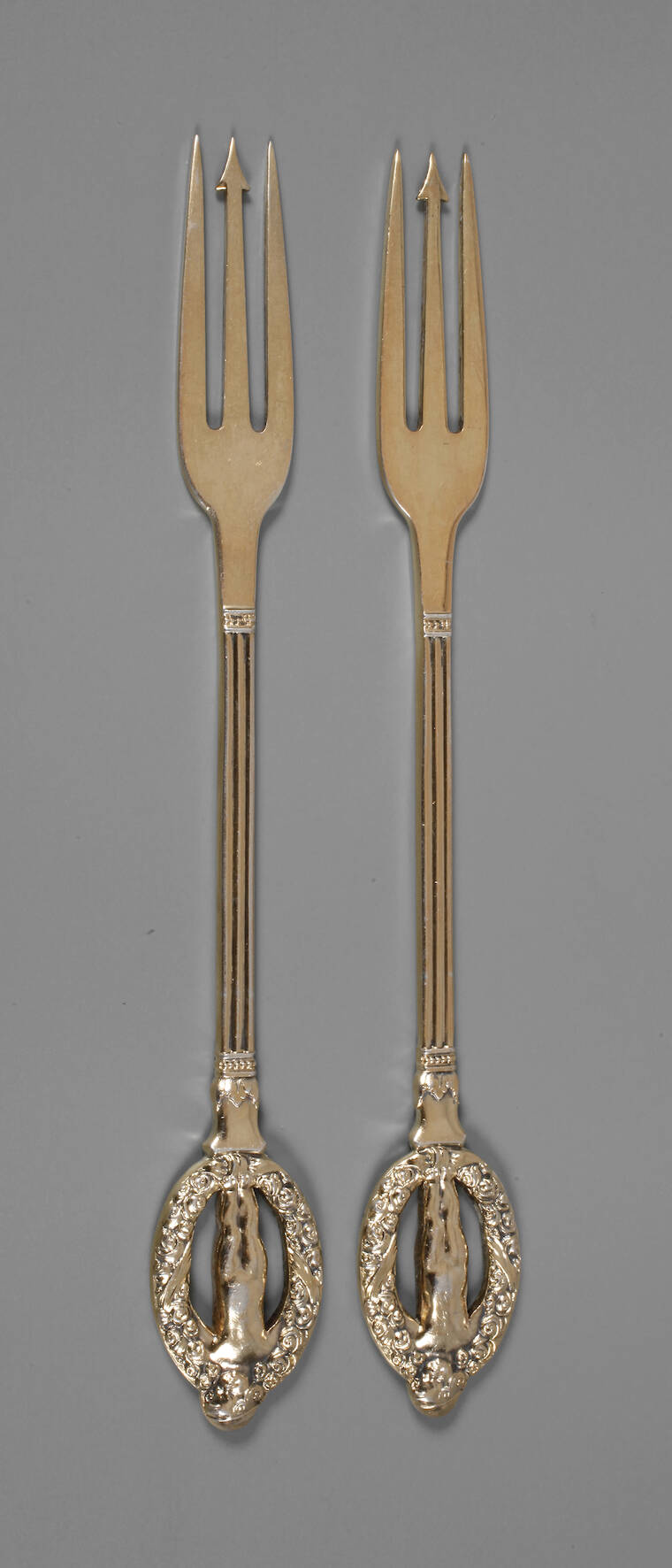 Silber Paar vergoldete Vorlegegabeln Jugendstil