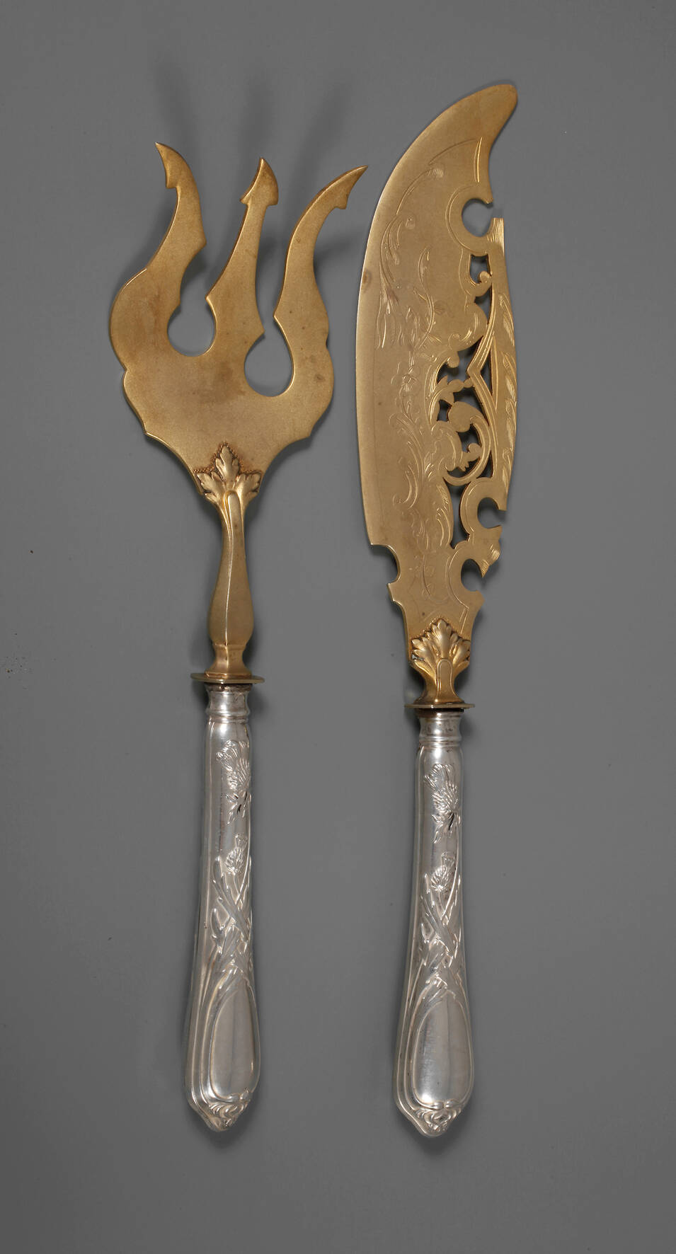 Zwei Vorlegeteile Silber Jugendstil