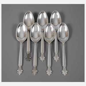 Georg Jensen sieben Dessertlöffel "Königin"