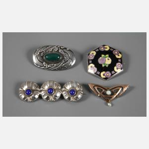 Konvolut Jugendstilbroschen