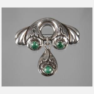 Jugendstilbrosche mit Malachit
