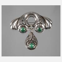 Jugendstilbrosche mit Malachit111