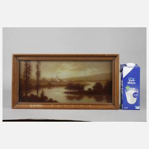 Ätzglasbild mit Flusslandschaft